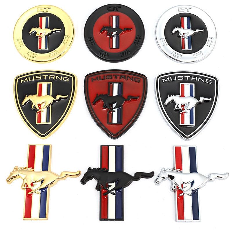 2PCS Left Right 3D Emblem Auto Sticker Running Horse For Ford Mustang