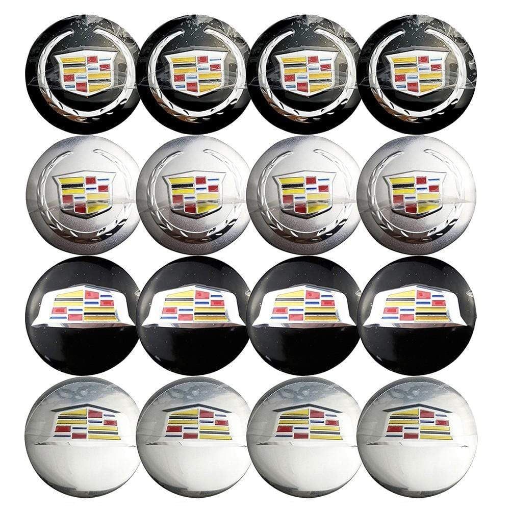 4PCS 56mm Cadillac Route US 66 Car Wheel Center Hub Cap Sticker Auto Tire Emblem Badge Decal