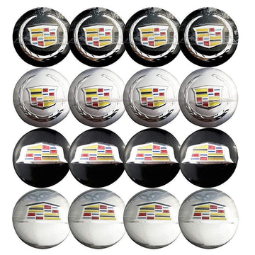 4PCS 56mm Cadillac Route US 66 Car Wheel Center Hub Cap Sticker Auto Tire Emblem Badge Decal
