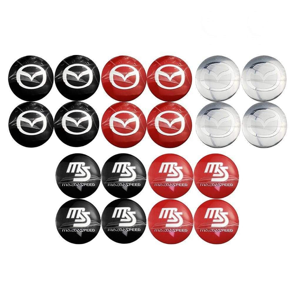 4PCS 56mm MS Mazda Speed Car Wheel Center Hub Cap Sticker Auto Tire Emblem Badge Decal