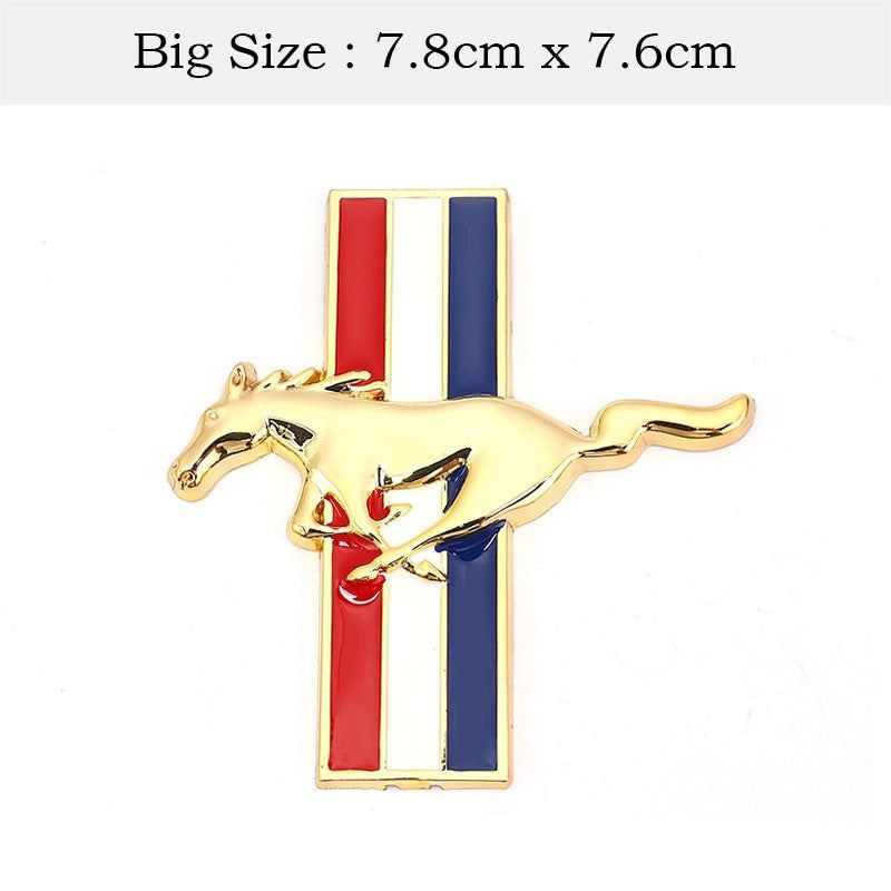 2PCS Left Right 3D Emblem Auto Sticker Running Horse For Ford Mustang