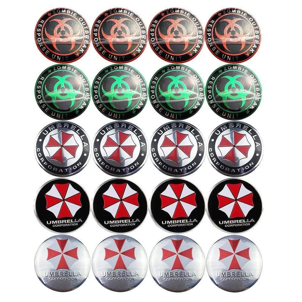 4PCS 56mm Biochemical Crisis Umbrella Car Wheel Center Hub Cap Sticker Auto Tire Emblem Badge Decal