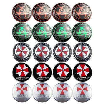 4PCS 56mm Biochemical Crisis Umbrella Car Wheel Center Hub Cap Sticker Auto Tire Emblem Badge Decal