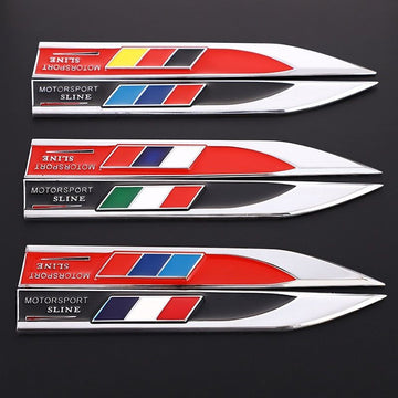Metal Car National Flag Stickers Germany Russia France Italy Emblem Badge Decals