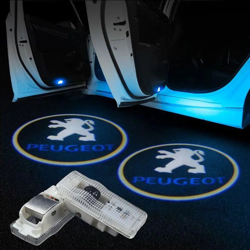 2X Wireless Car Door Welcome Projector Logo Ghost Shadow Laser Light For Peugeot