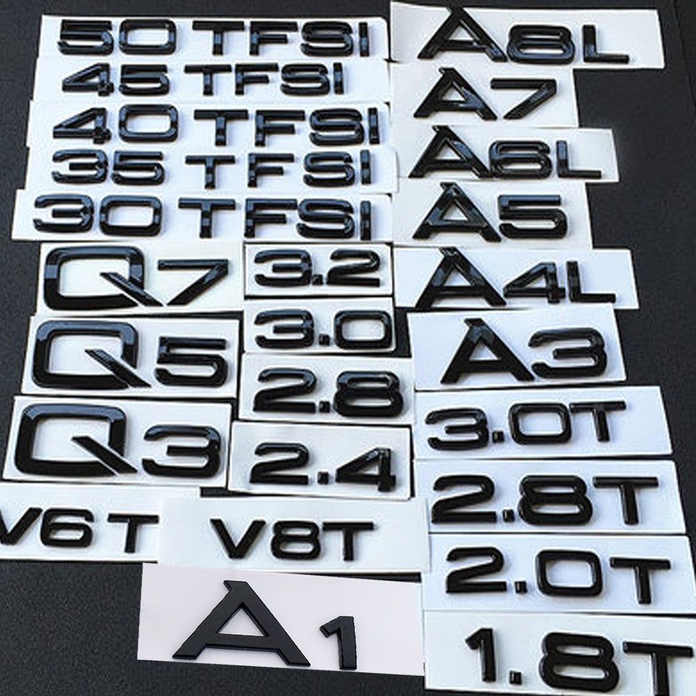1pcs ABS Glossy Black Rear Tailage Trunk Sticker For Audi A6 C6 C5 A3 A5 Q2 Q3