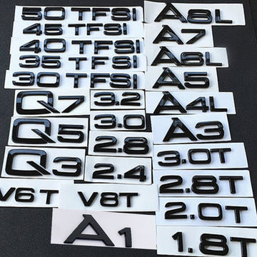 1pcs ABS Glossy Black Rear Tailage Trunk Sticker For Audi A6 C6 C5 A3 A5 Q2 Q3