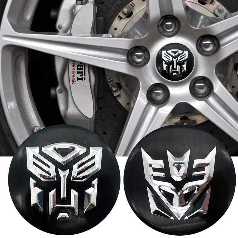 4pcs 56mm Transformers Autobots Decepticons Car Wheel Center Stickers Wheel Center Hub Caps Badge Emblem Decal
