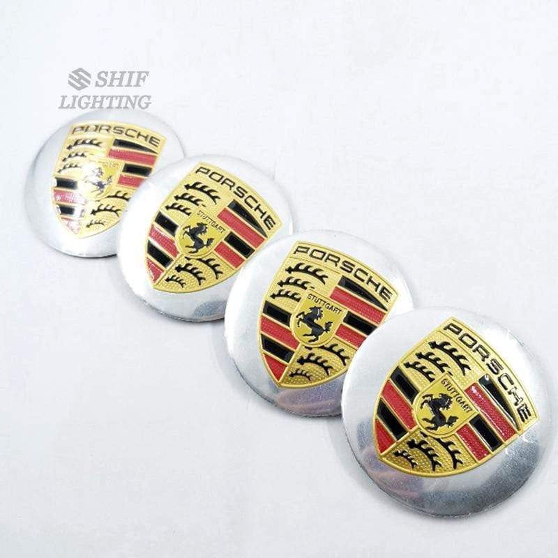 4 X 56mm PORSCHE HORSE Logo Car Auto Decorative Wheel Hub Center Caps Covers Emblem Sticker Decal Badge