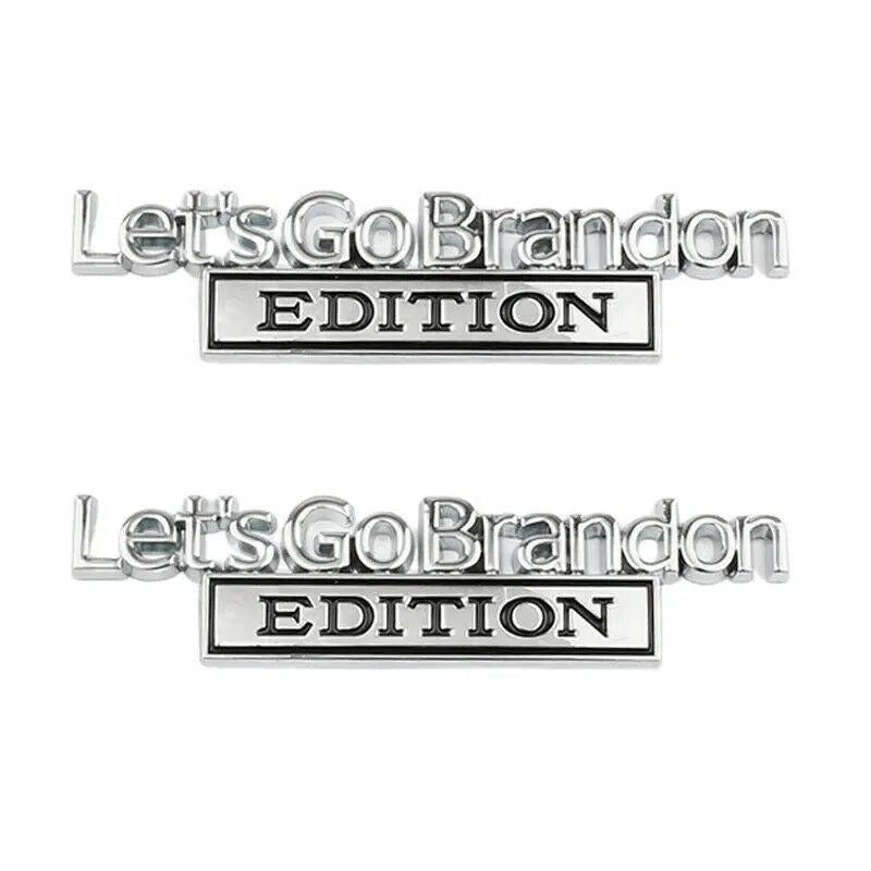 2x Lets Go Brandon Edition Car Emblem Fender Trunk Tailgate Metal Badge Sticker