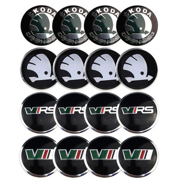 4pcs 56mm Skoda Modified VRS Car Wheel Center Hub Cap Sticker Auto Tire Emblem Badge Decal Accessories