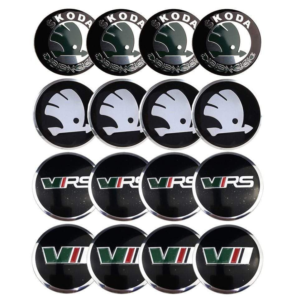 4pcs 56mm Skoda Modified VRS Car Wheel Center Hub Cap Sticker Auto Tire Emblem Badge Decal Accessories