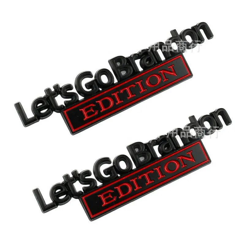 2x Lets Go Brandon Edition Car Emblem Fender Trunk Tailgate Metal Badge Sticker