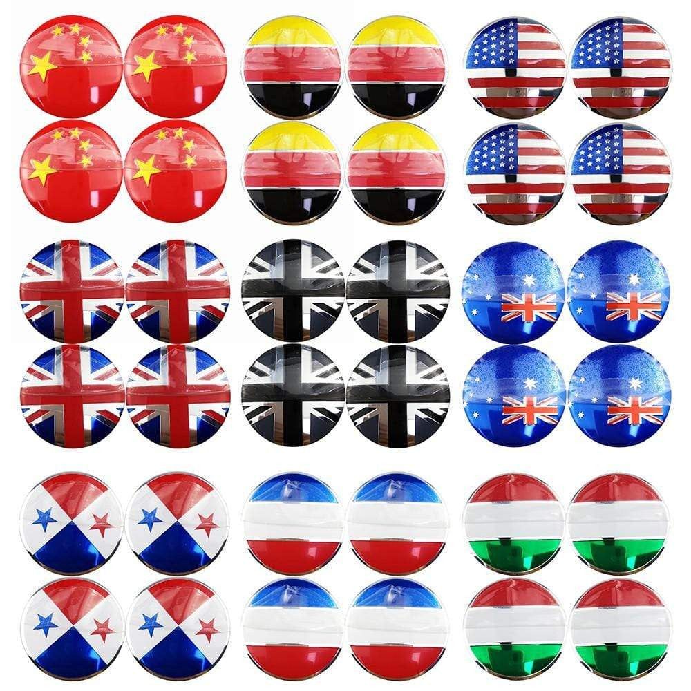 4PCS 56mm Germany America Italy National Flag Car Wheel Center Hub Cap Sticker Auto Tire Emblem Badge Decal