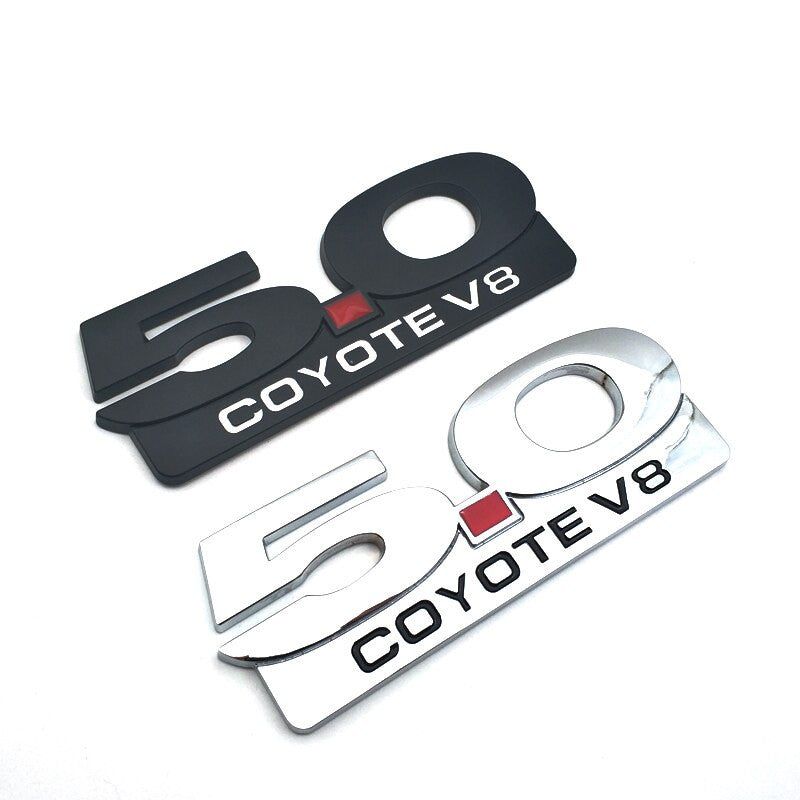 3D Metal Chrome 5.0 COYOTE V8  Badge Sport Car Trunk Emblem Sticker Decal