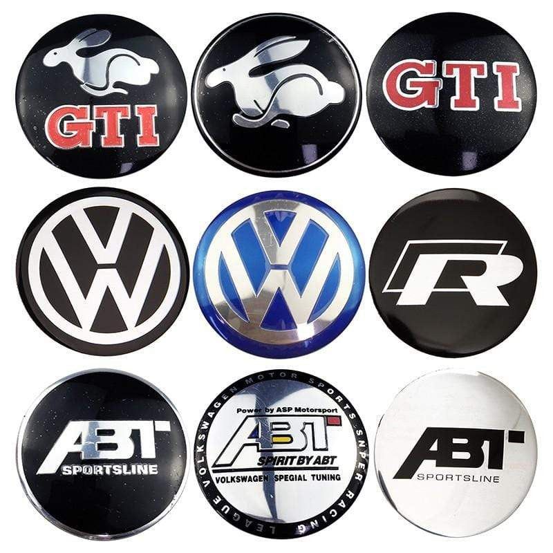 56mm 4PCS Volkswagen VW GTI Rabbit ABT Rline Passat Tiguan Bora Golf Car Wheel Center Hub Cap Sticker Emblem Badge Decal