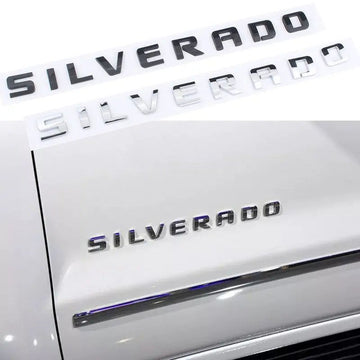 3D Side Fender Trunk Emblem Sticker For Chevrolet SILVERADO Letters Silver Black