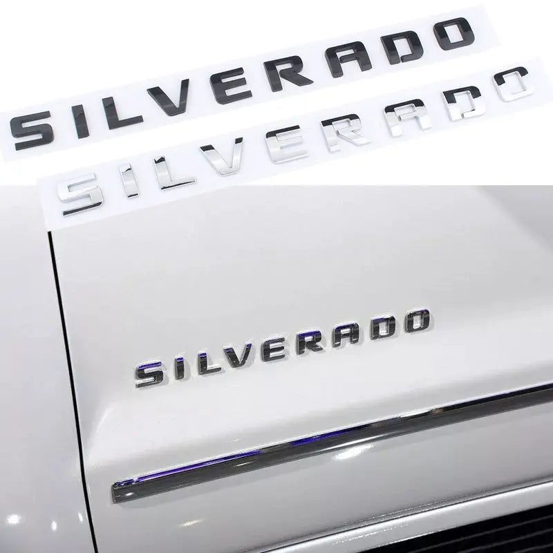 3D Side Fender Trunk Emblem Sticker For Chevrolet SILVERADO Letters Silver Black