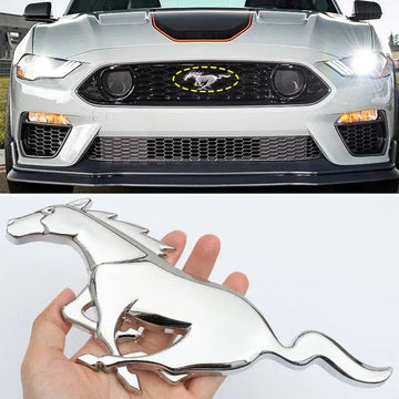 For Mustang 2015-2021 Fastback Mach 1 Shelby Metal Front Grill Horse Emblem