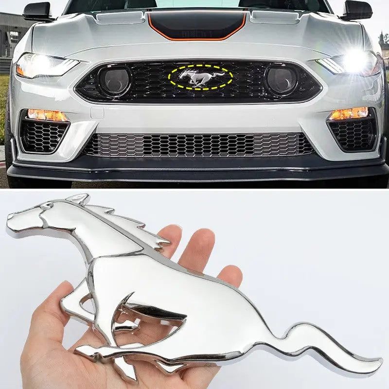 For Mustang 2015-2021 Fastback Mach 1 Shelby Metal Front Grill Horse Emblem