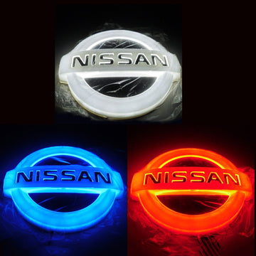 New WHITE RED BLUE 5D LED Tail LOGO Light Badge Emblem For Nissan TIIDA X-TRAIL