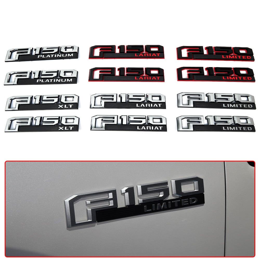 2pcs Ford F150 F150 LARIAT LIMITED PLATINUM XLT Fender Emblems Drivers Side Rear Sticker