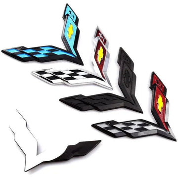 2Pcs Corvette Wing Emblem Sticker Front Rear Trunk Badge For Chevy C6 Chevrolet Corvette