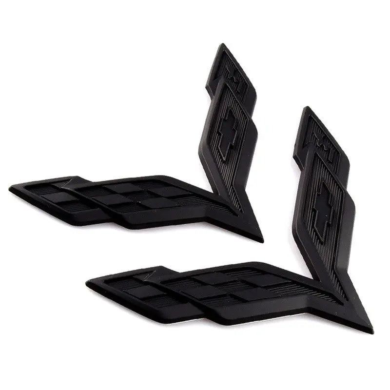 2Pcs Corvette Wing Emblem Sticker Front Rear Trunk Badge For Chevy C6 Chevrolet Corvette