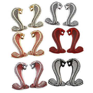 1pcs Metal Snake Cobra Badge Front Grille Emblem Rear Trunk Decal Sticker for Mustang