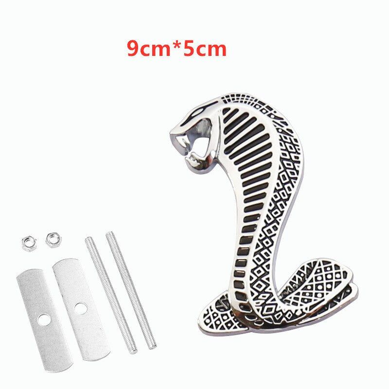1pcs Metal Snake Cobra Badge Front Grille Emblem Rear Trunk Decal Sticker for Mustang
