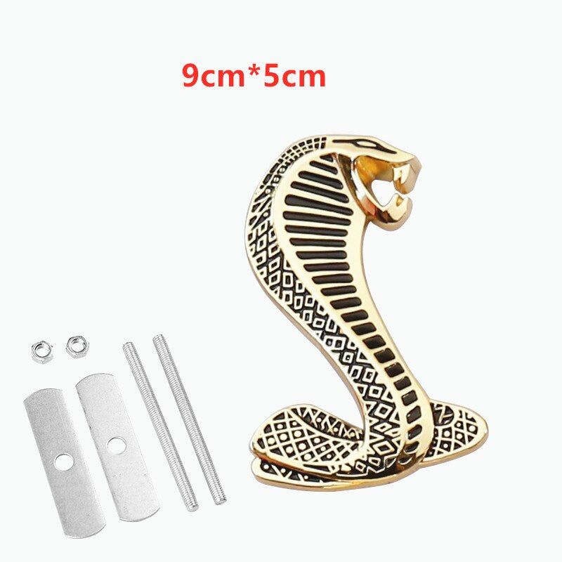 1pcs Metal Snake Cobra Badge Front Grille Emblem Rear Trunk Decal Sticker for Mustang
